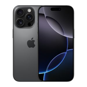 Apple iPhone 16 Pro in Black Titanium - front and back view, brand new