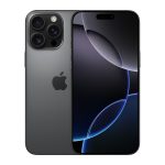 Apple iPhone 16 Pro Max in Black Titanium - front and back view, brand new