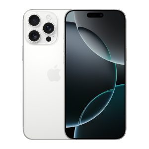 Apple iPhone 16 Pro Max in White Titanium - front and back view, brand new