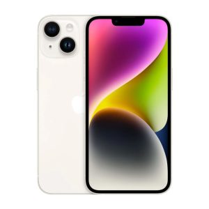 Apple iPhone 14 in Starlight - front and back view, brand new