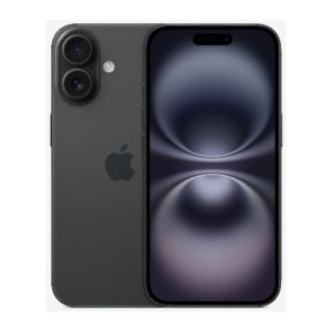 Apple iPhone 16 in Black - front and back view, brand new