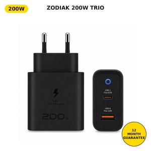 Zodiak 200W USB-C and USB-A Fast Charger packaging